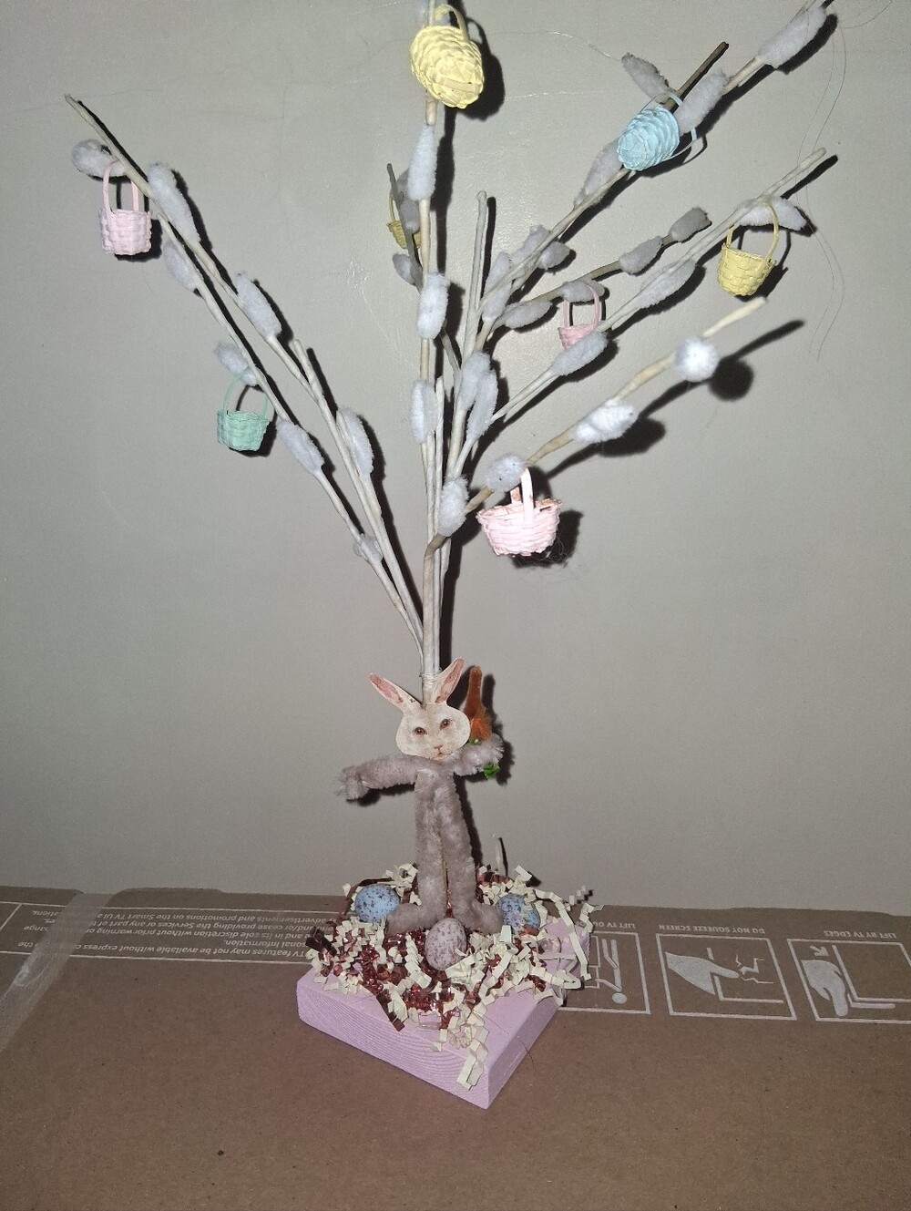 Easter Bunny Branch Tree with Pastel Baskets - Unbranded